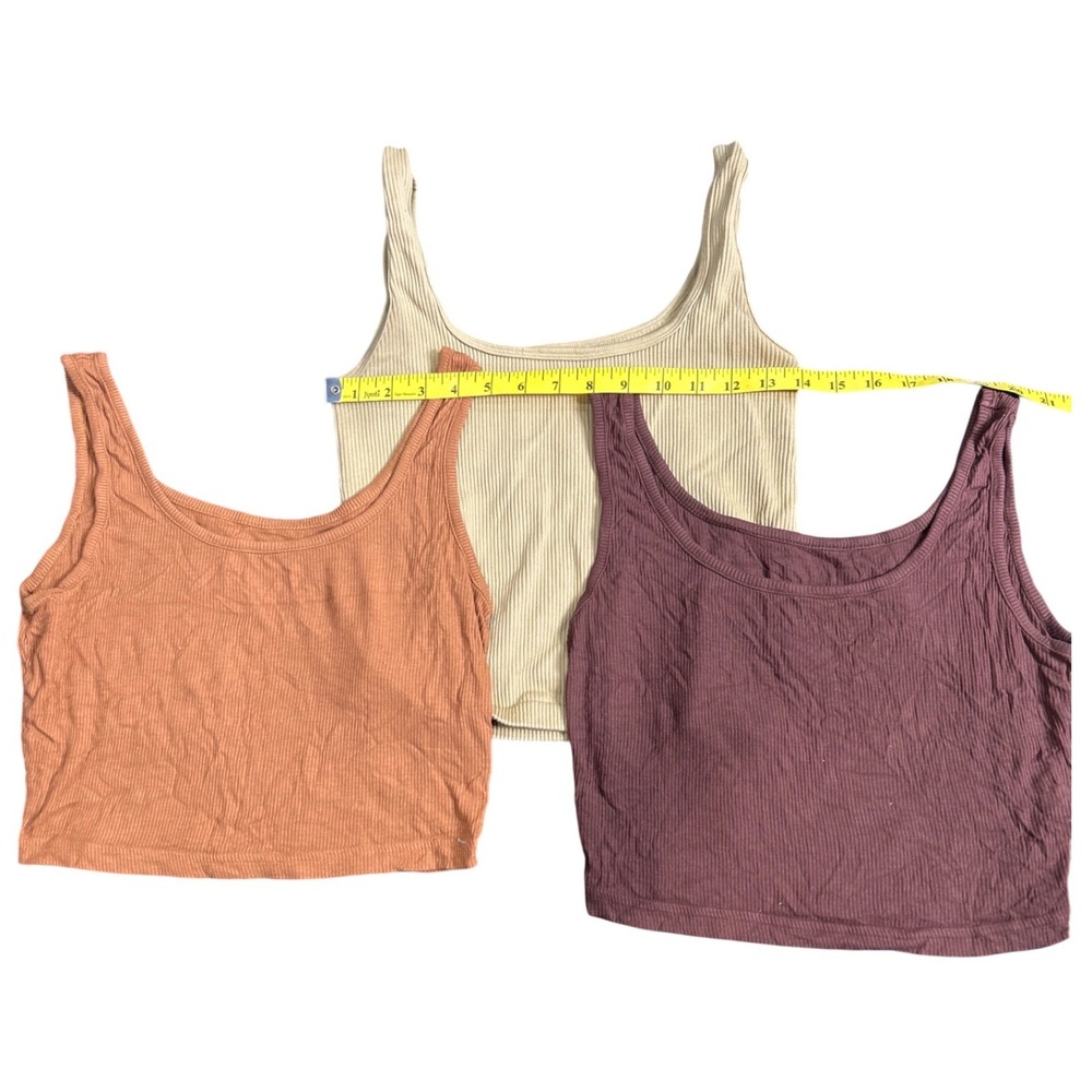 Jo & Co Ribbed Tank Tops SMALL Set Of 3 Beige Rust‎ Brown